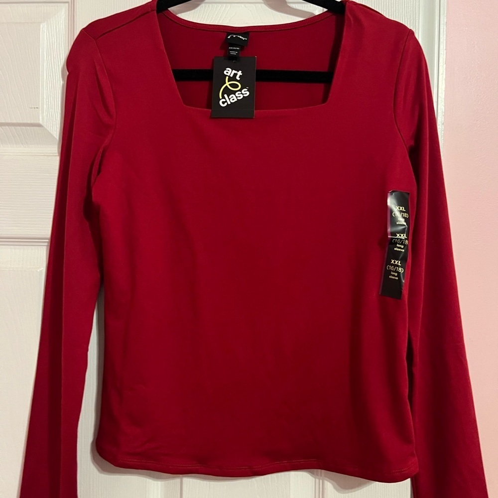 Art Class Red Fitted Blouse